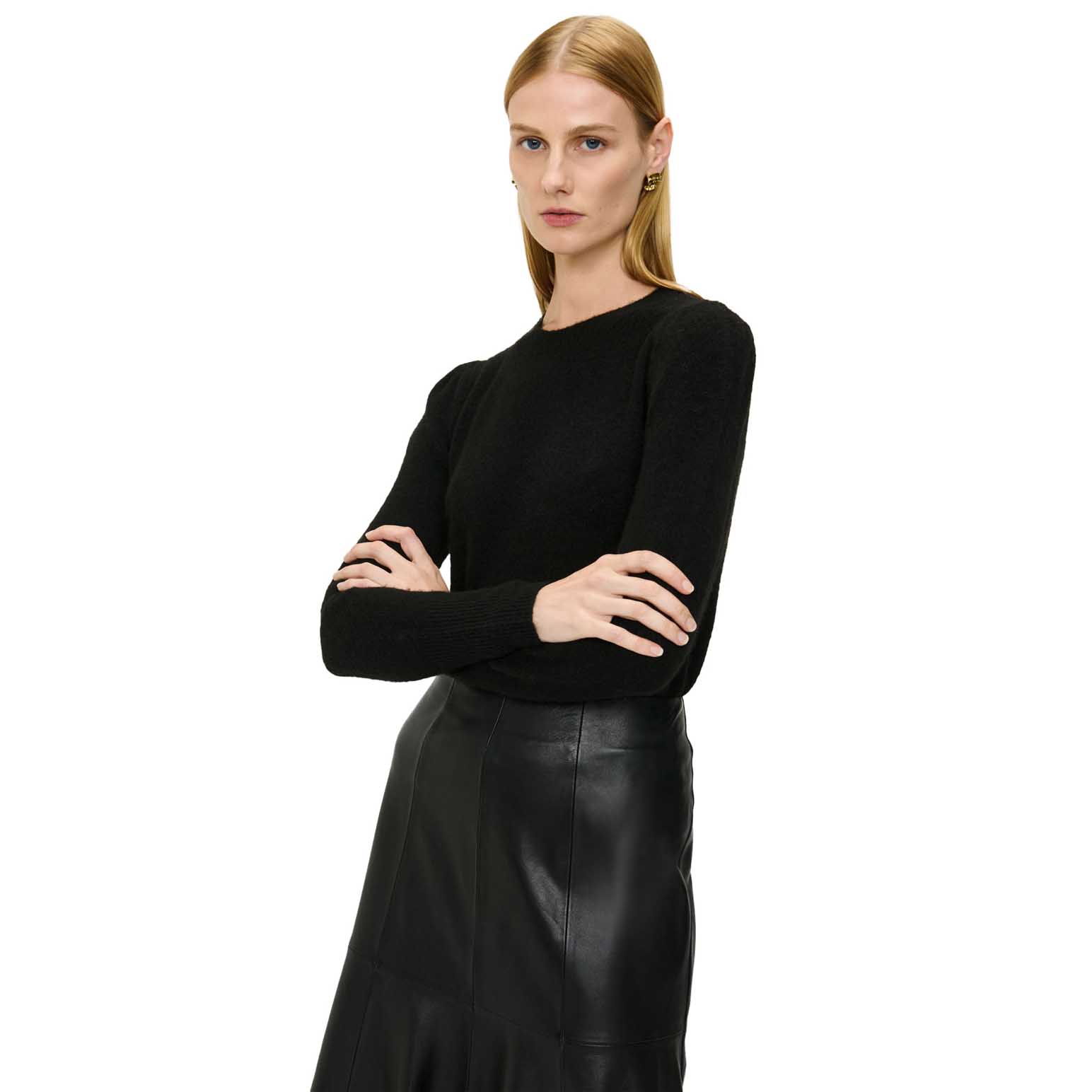 Veronika Maine Fuzzy Puff Sleeve Sweater